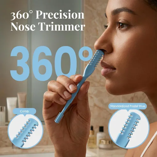 Vista 2 de Juego de recortadora de vello nasal portátil con cuchillas de acero inoxidable, diseño seguro protegido, herramienta de aseo para hombres y mujeres