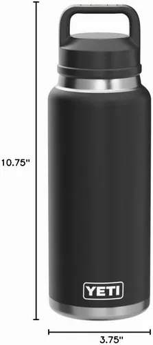 Vista 9 de YETI Rambler - Botella de 36 onzas, aislada al vacío, a prueba de fugas, de acero inoxidable con tapón para sorbos Negro