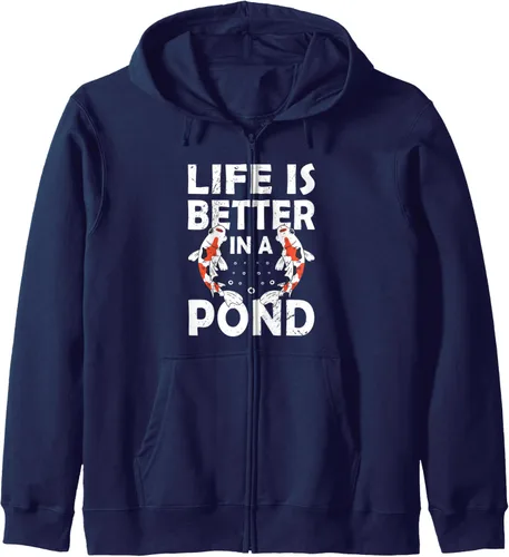 Vista 5 de Pond Koi Fish Food - Pond Fish Koi And Goldfish Fish Life Zip Hoodie