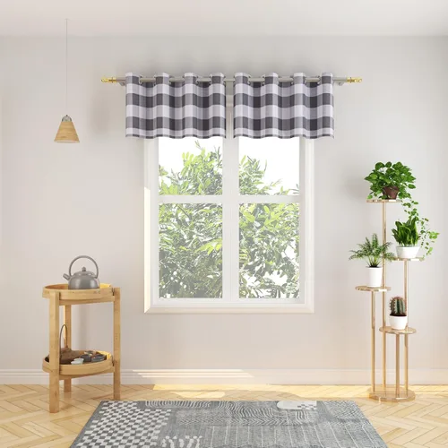 Vista 64 de Cortinas de 24 pulgadas de largo con diseño Buffalo Check Gingham Plaid para ventanas de cocina y baño, tratamiento para ventanas con 2 paneles