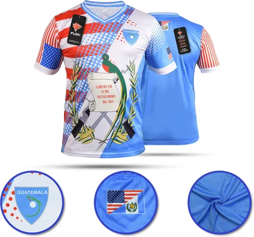 Vista 5 de Fury Camiseta de fútbol con la bandera de Guatemala y Estados Unidos - Camiseta Guatemala - Camiseta Guatemala Jersey HombresHombresMujeresUnisex