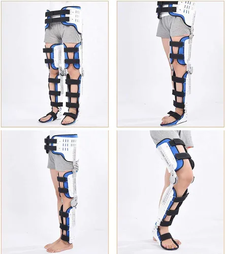 Vista 6 de Rodillera con bisagras, cintura y cadera, soporte ajustable para postoperatoria, protector de inmovilizador de ortesis para pierna izquierda