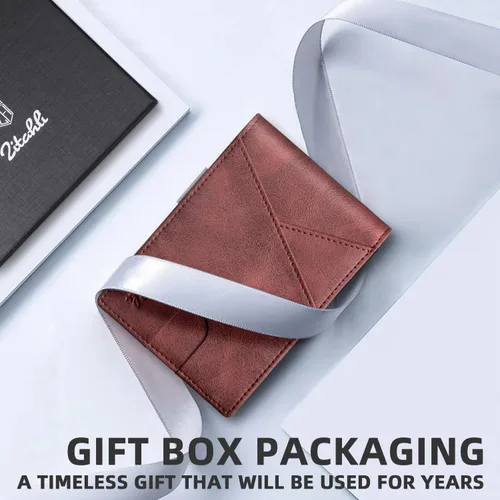 Vista 49 de Zitahli - Billeteras delgadas RFID para hombres, billetera de cuero flexible con clip de dinero, cartera minimalista con bolsillo frontal