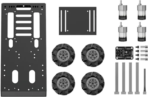 Vista 5 de Hiwonder 4WD Mecanum Robotics Chassis con soporte de metal grande, kit de motor engranado codificador, compatible con Arduino, Raspberry Pi, Jetson