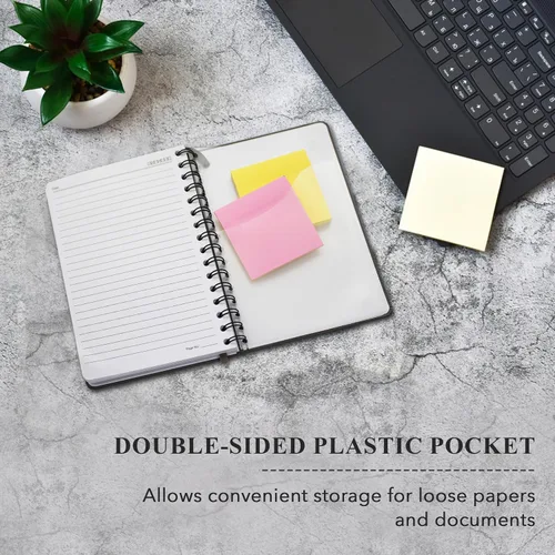 Vista 4 de Nextnoid Cuaderno de espiral forrado para mujeres y hombres, tamaño A5 (5.8 x 8.3 pulgadas), 170 páginas, cuadernos de tapa dura para trabajo y toma