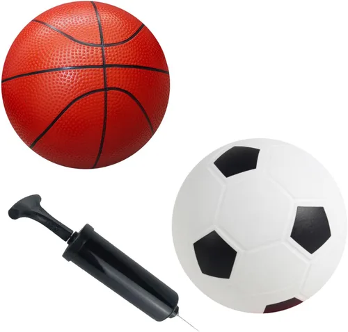 Vista 6 de Pelotas deportivas con bomba de mano para niños y niños pequeños (paquete de 2) juego de pelotas deportivas de goma de 6 pulgadas de diámetro