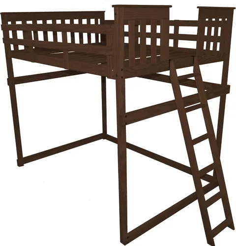 Vista 44 de Furniture Barn USA - Cama tipo loft de tamaño individual con escalera final, pintado de pino negro