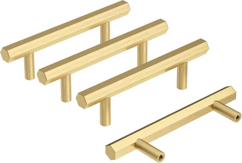 Vista 12 de RZDEAL Pomos de latón macizo de 1-1/10 pulgadas, pomo y tiradores hexagonales para cajones de tocador (10 unidades)