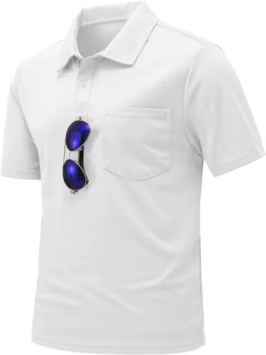 Vista 2 de YSENTO Camisas polo de manga corta con cuello y bolsillo para hombre