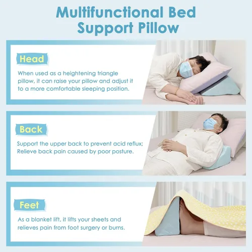 Vista 4 de Almohada de cuña para personas mayores Posicionamiento de cama Cuña médica Cuña de almohada triangular para soporte de espalda Dormir después