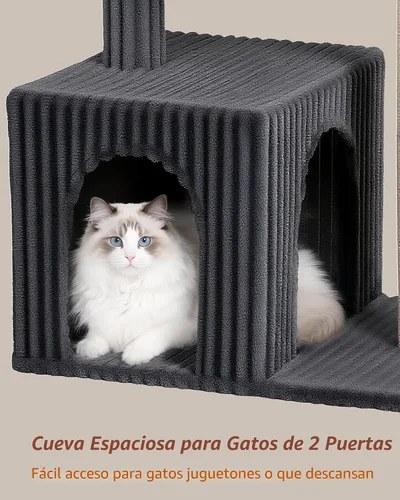 Vista 3 de Árbol para Gatos para Gatos Grandes, 20.9 * 15.7 pulgadas, Cama de Percha Grande para Gatos Adultos, Torre para Gatos de 22.8 pulgadas con Poste