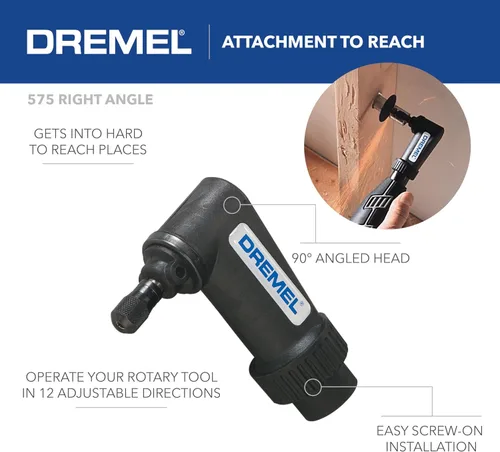 Vista 2 de Herramienta rotativa Dremel Mfg 575 con accesorio para ángulo recto