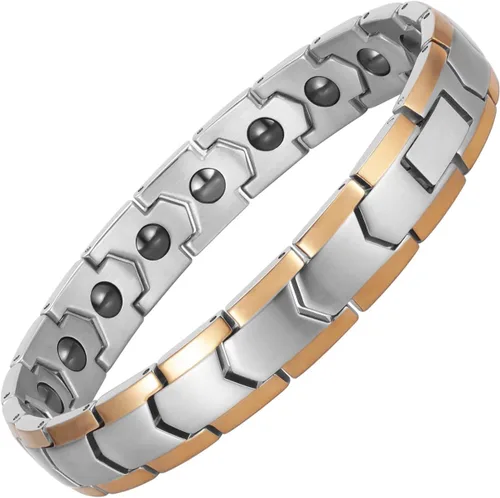 Vista 12 de Pulseras magnéticas de hematita para hombres y mujeres, acero inoxidable 316L, balance de energía, imanes de energía, pulsera de piedras de regalo