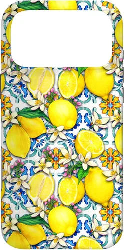 Vista 22 de Citrus Fruit Lemons Blue Tile Gardencore Farmcore Pattern Case for iPhone 17