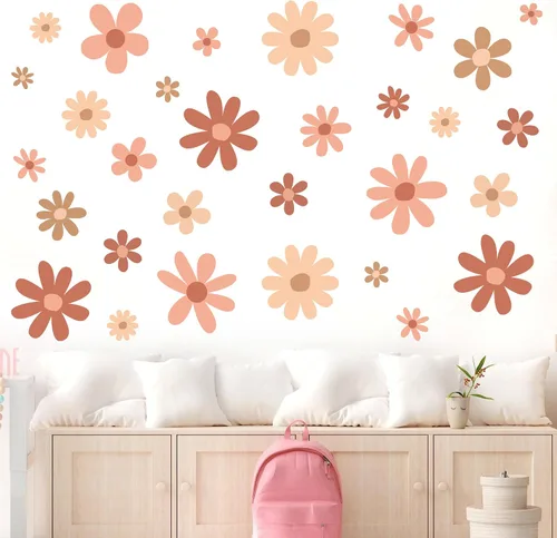 Vista 3 de 12 Hojas de Calcomanías de Margaritas para Pared, Adhesivos de Flores de Estilo Boho, Pegatinas de Pared Lindas para Niñas, Decoración