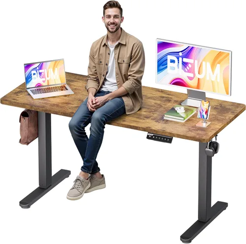 Vista 10 de BIZUM - Escritorio de pie eléctrico de 40x24 pulgadas con ajuste de altura y configuraciones de memoria, escritorio ergonómico para sentarse o estar