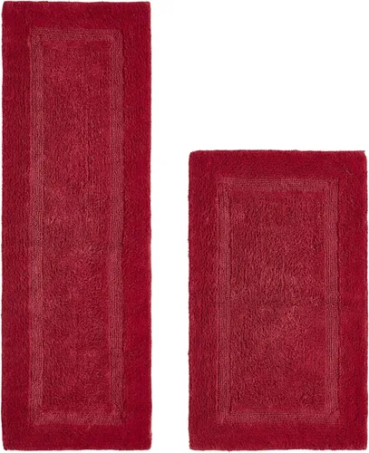 Vista 555 de Better Trends - Juego de 2 alfombras de baño 100% algodón, extra suaves, con borlas, de 17" x 24", alfombra de baño superabsorbente y reversible
