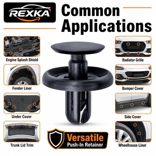 Vista 4 de Rexka 20 piezas de protector contra salpicaduras de motor Fender Liner tapa de maletero debajo de la cubierta clip de retención estilo empuje