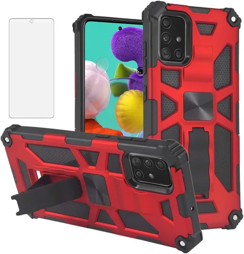 Vista 8 de Funda de teléfono para Samsung Galaxy A51 4G con protector de pantalla de vidrio templado y accesorios para celda, soporte de soporte resistente