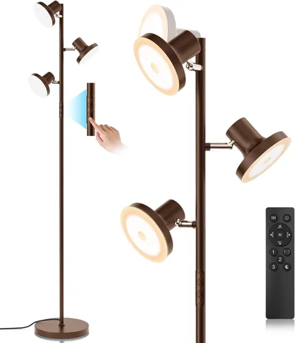 Vista 11 de SIBRILLE Lámpara de pie LED de árbol de 36W, lámpara de pie ajustable moderna con control remoto y táctil, 4 temperaturas de color, 3 lámparas