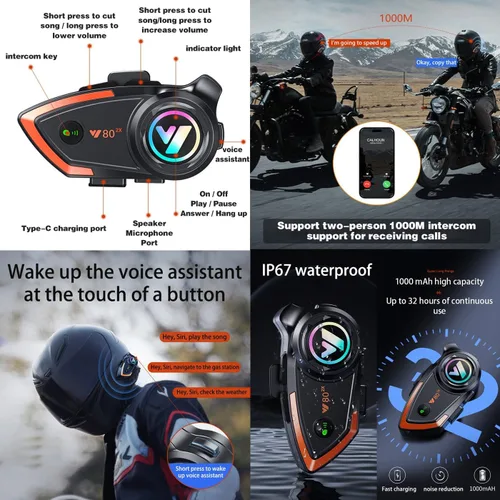 Vista 5 de Casco modular Bluetooth de doble visera para motocicleta, casco integrado abatible de cara completa, con Bluetooth impermeable que puede soportar