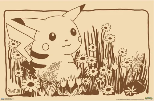 Vista 2 de Trends International Pokémon - Póster de pared de Pikachu Sepia