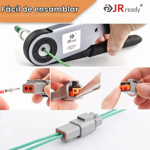 Vista 4 de JRready ST6138 Kit de conectores DTP de 2 pines, DTP 12 calibre 14 conector impermeable con tamaño 12 contacto sólido 12-14 AWG, 2