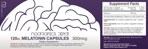 Vista 2 de Cápsulas de melatonina 300 mcg 120 píldoras Apoya los ciclos de sueño saludables Promueve la relajación Suplemento natural para ayudar al