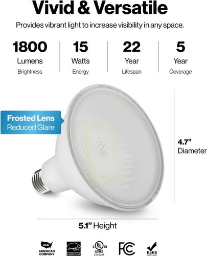 Vista 4 de Sunco - Paquete de 12 bombillas de inundación para exteriores, luces LED PAR38 impermeables, 1800 LM, 15 W (equivalente a 150 W), blanco cálido