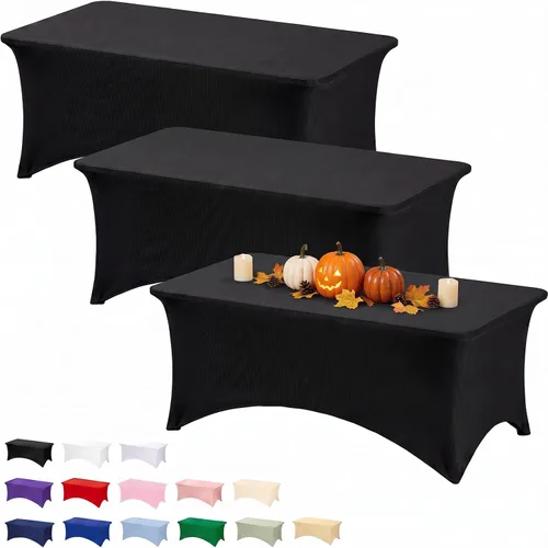 Vista 37 de Fixwal Paquete de 10 Cubiertas de Mesa de Spandex de 6 Pies para Mesas de 6 Pies, Mantel Rectangular Elástico Ajustado, Cubierta de Mesa de Patio