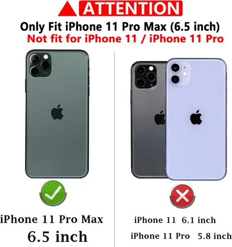 Vista 2 de Funda para iPhone 11 Pro Max con cubierta deslizante para cámara + protector de pantalla HD, soporte de anillo giratorio de grado militar a prueba