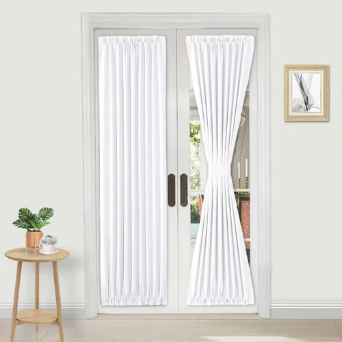 Vista 188 de DWCN Cortinas para Puertas Francesas – Cortinas opacas térmicas con bolsillo para barra para puertas con ventana de cristal, puertas de cocina