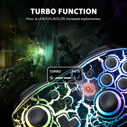 Vista 5 de D.Gruoiza Colorful LED Switch Pro Controllers for SwitchLiteOLED, Wireless Switch Controller with Adjustable Vibration,Turbo,6-Axis Gyro