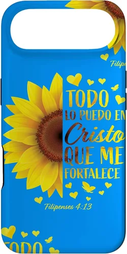 Vista 27 de Cristiano Español Regalo Mujeres Religioso Versículo de la Biblia Girasol Funda para iPhone 17