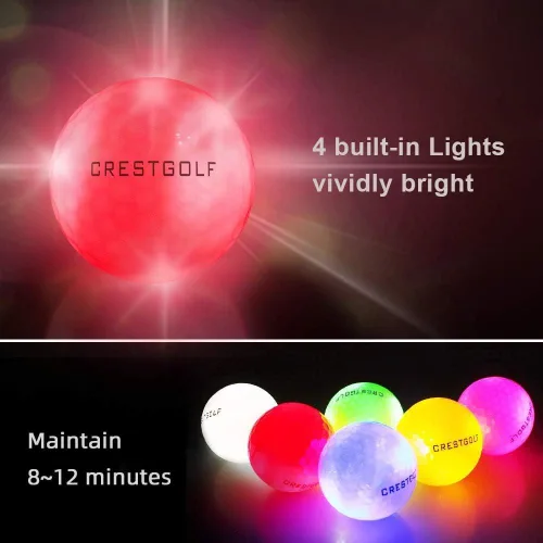Vista 4 de Crestgolf Glow in The Dark Golf Balls with Glow Tees, Super Bright Light Up LED Balls with 12-Minute Reset Timer, Fun Gift for Men and Women