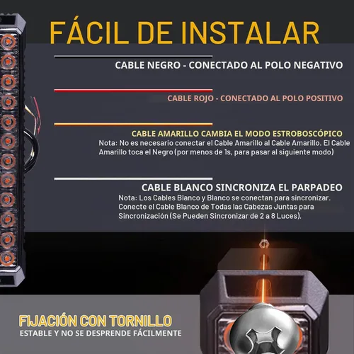 Vista 4 de 4PCS 24-LED ámbar luces estroboscópicas de emergencia