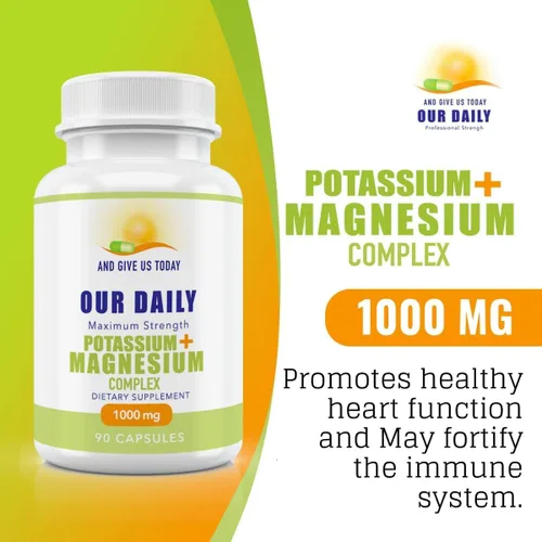 Vista 4 de Daily Vites, Suplemento de potasio y magnesio 1000 mg – 90 cápsulas – Potasio 500 mg y magnesio 500 mg – Aspartato de magnesio, glicinato, óxido