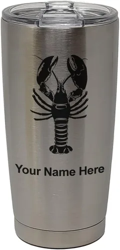 Vista 34 de LaserGram Vaso aislado al vacío de 20 onzas, langosta, grabado personalizado incluido (negro)