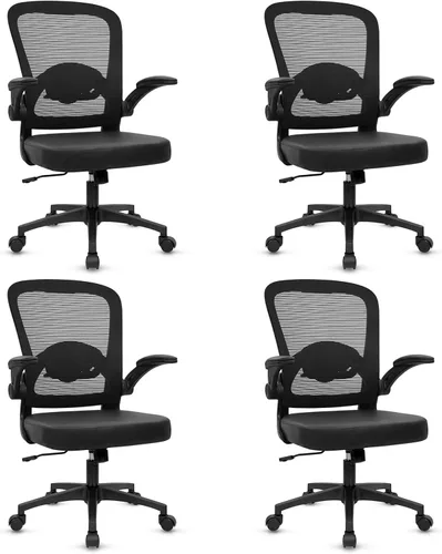 Vista 17 de Sillas de escritorio de oficina con ruedas, silla ergonómica de malla con soporte lumbar de altura ajustable, silla giratoria para computadora