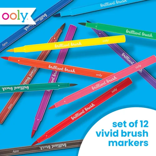 Vista 2 de Ooly Brilliant Brush 12 Colores Clásicos, Plumas de Caligrafía para Escribir y Lettering a Mano, Plumas de Doble Punta para Principiantes o Niños
