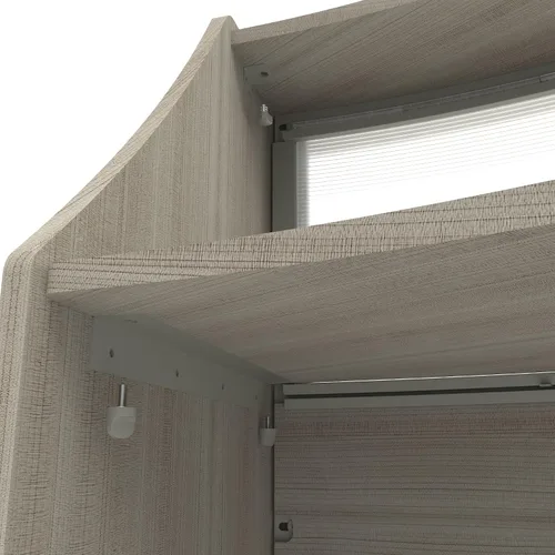 Vista 7 de Linea Italia Oficina curvada, transparente, fácil de montar, mostrador de recepción de 3 paneles para vestíbulo, salón, 142 x 71 pulgadas