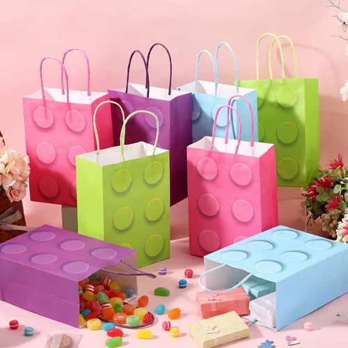Vista 2 de PerKoop - 24 bolsas de bloques de construcción para fiesta, bolsas