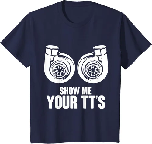 Vista 51 de Funny Show Me Your TT's Twin Turbo Car Racing Camiseta, Negro, S