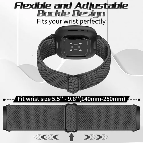 Vista 3 de Bandas elásticas compatibles con Fitbit Versa 4/Fitbit Sense 2/Fitbit Versa 3/Fitbit Sense bandas para hombres y mujeres, paquete de 4 correas