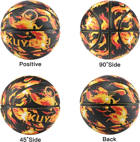 Vista 7 de KUYOTQ - Baloncesto para niños, jóvenes y adultos, tamaño 3/4/5/6/7 (22/25.5/27.5/28.5/29.5"), baloncesto premium de goma o cuero sintético