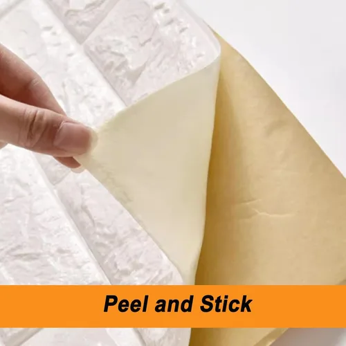 Vista 4 de Papel tapiz de ladrillo 3D blanco para despegar y pegar, paneles de pared autoadhesivos de espuma XPE, para dormitorio, sala de estar, cocina