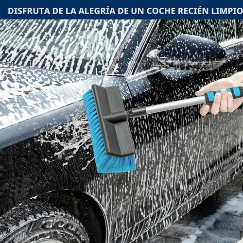 Vista 5 de DSV Standard Cepillo de lavado de coche con mango largo de 50 pulgadas, cepillo de limpieza de coche con accesorio de manguera, cepillos de coche