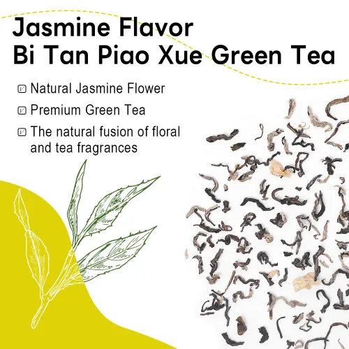Vista 2 de LWXLJMJZC -Bi Tan Piao Xue Té verde jazmín Té chino de hoja suelta premium con flores fragantes de jazmín Perfecto para el disfrute diario