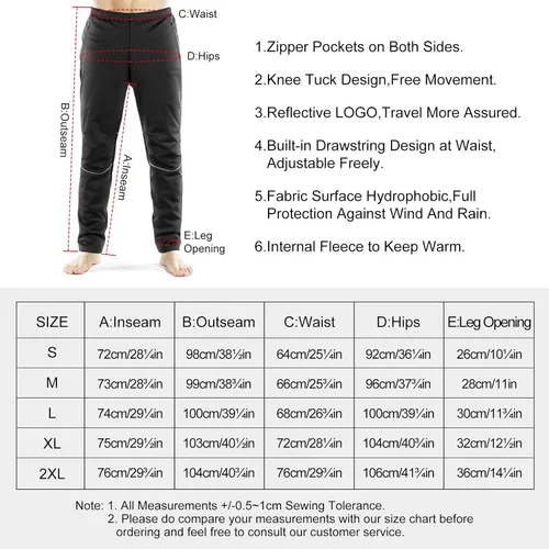 Vista 6 de INBIKE Pantalones de ciclismo para hombre, bicicleta de montaña, bicicleta de montaña, cortavientos con forro polar térmico para invierno