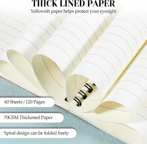 Vista 3 de SHENLIU 12 Pack A5 Spiral Lined Notebooks, 8.3x5.8 Inch 60 Sheets/120 Pages Spiral Notebook with Kraft Paper Cover, Ruled Notebooks Bulk, Lined